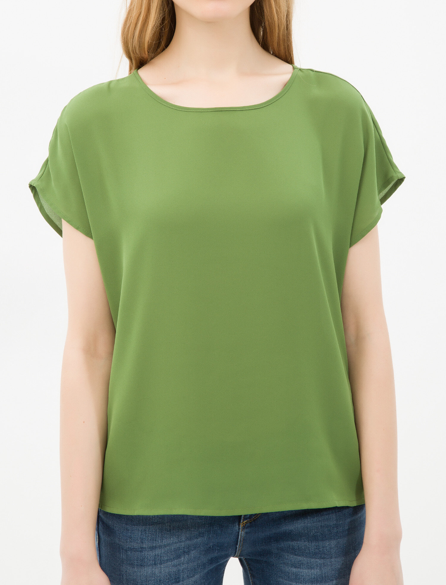 Yeşil Kadın Kayık Yaka Bluz 6YAK62107CW Koton