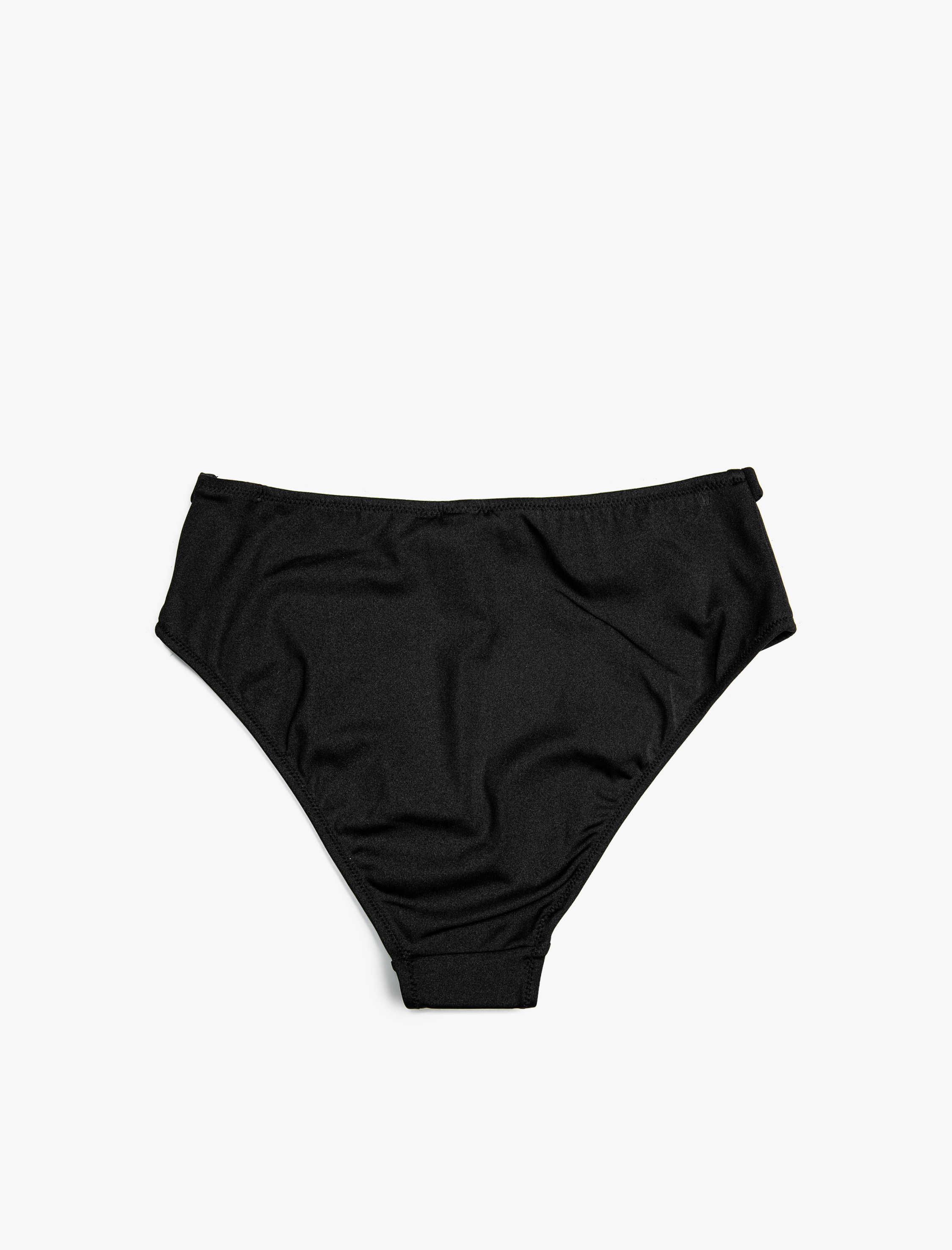 Siyah Kad N Y Ksek Bel Bikini Alt Metal Halka Aksesuar Detayl Sak Bm Koton