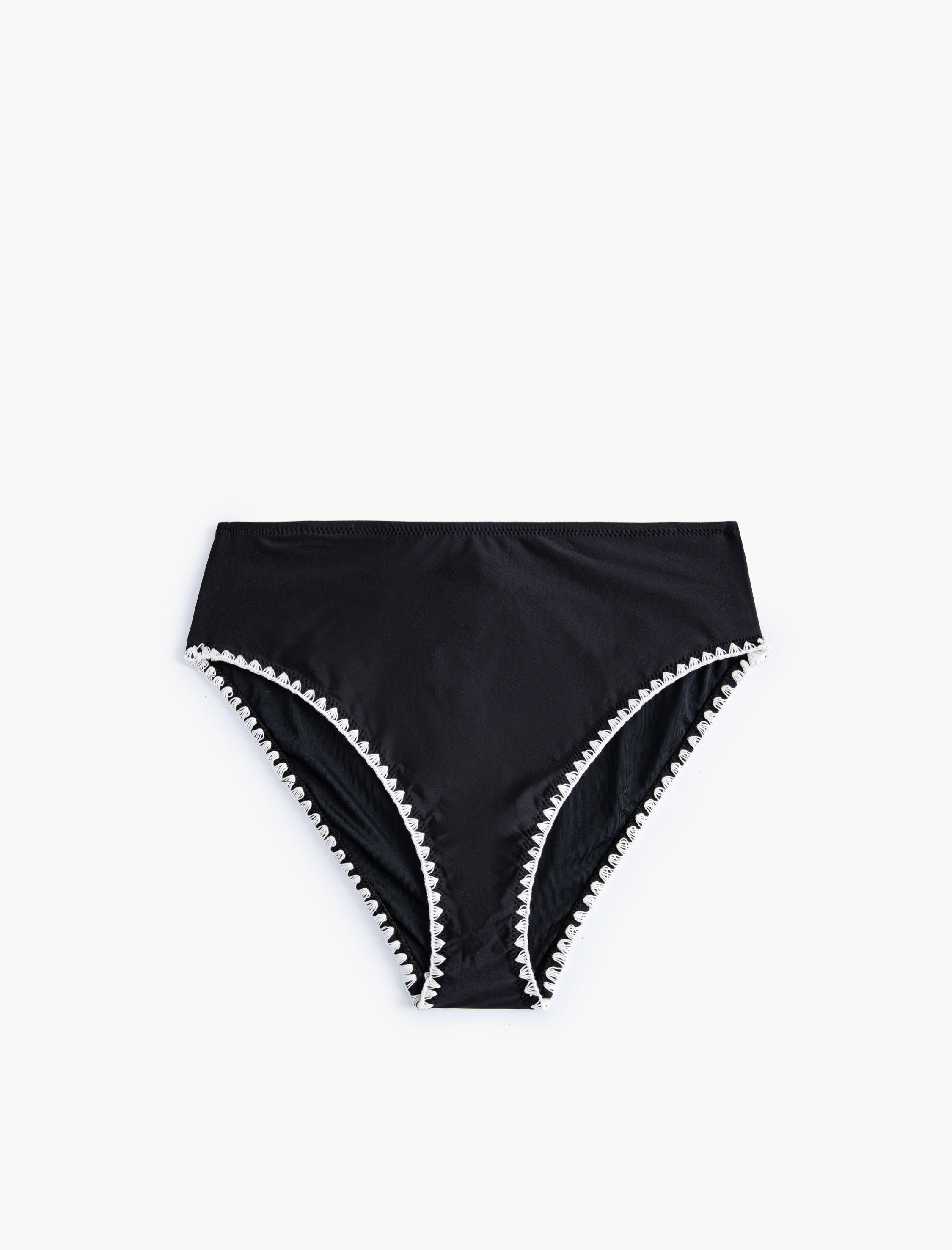 Siyah Kad N Kro E Detayl Y Ksek Bel Bikini Alt Sak Mm Koton