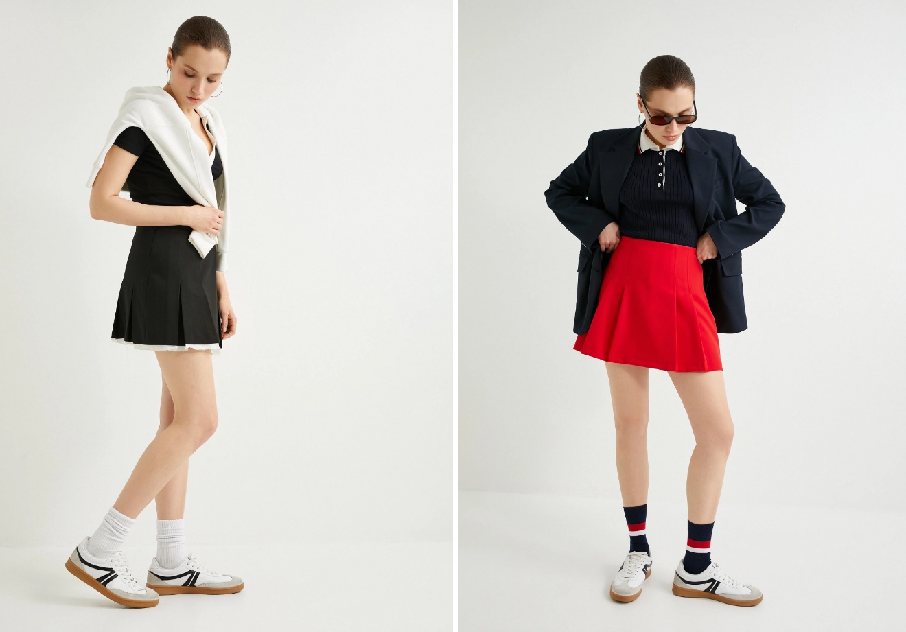 Diz üstü çorap, kalın topuklu bir sneaker, sırt çantası ve uzun kollu tişörtlerle birlikte günlük giyim dolabınızı renklendirecek bu parçalar oversize kesimlere de çok yakışıyor.