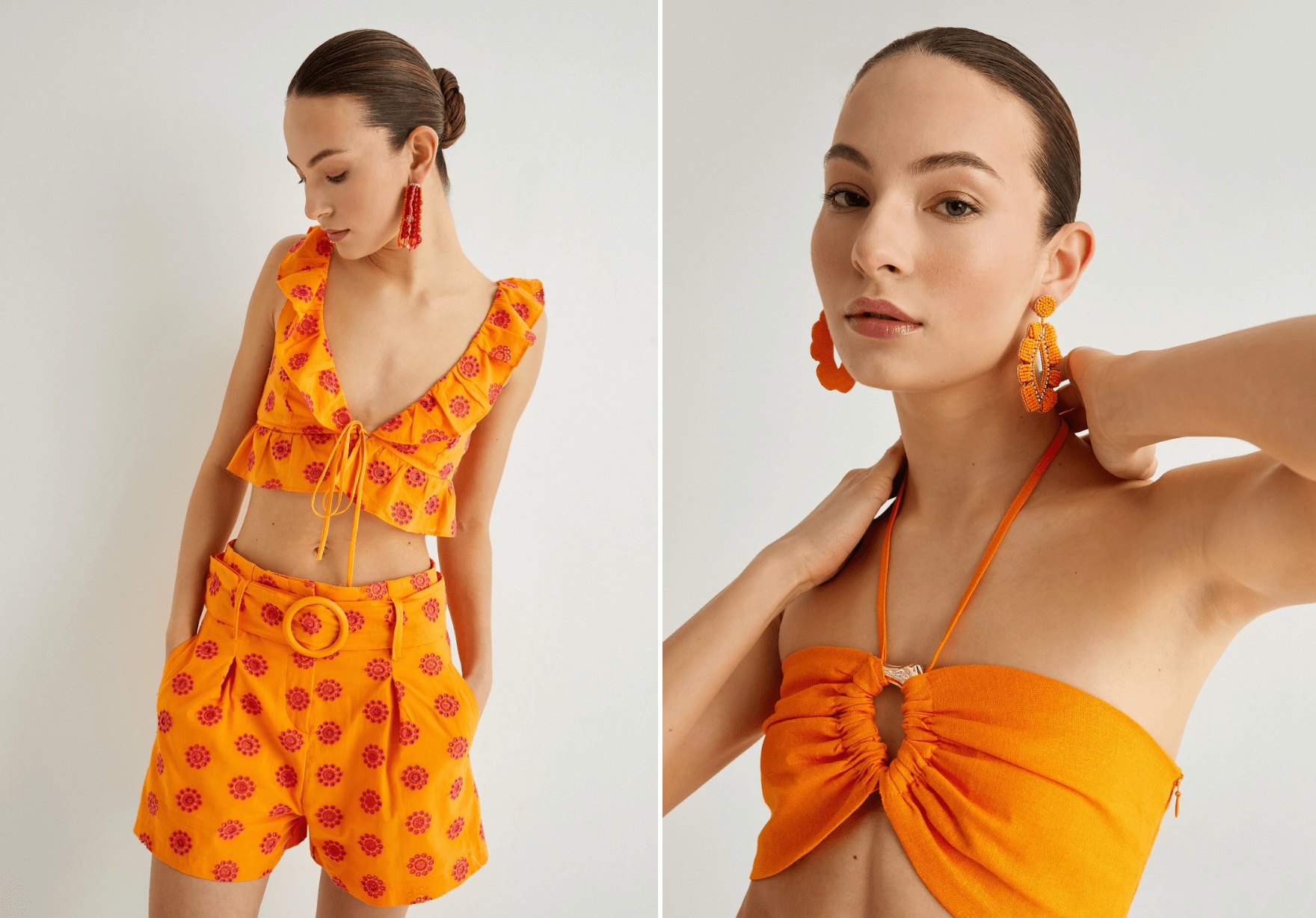 Turuncuyu daha günlük kombinlere uyarlamak için turuncu parçaları beyaz ve ten rengi gibi daha nötr tonlarla karıştırarak giymeyi deneyin.