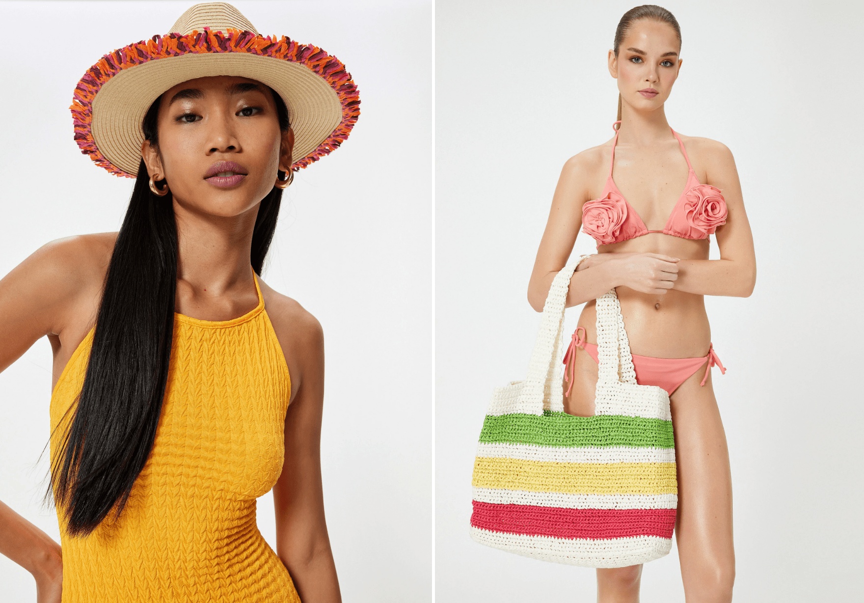 Hasır çantalar, şapkalar ve küpeler tüm sezon kombinlerinin vazgeçilmezi parçalardan.