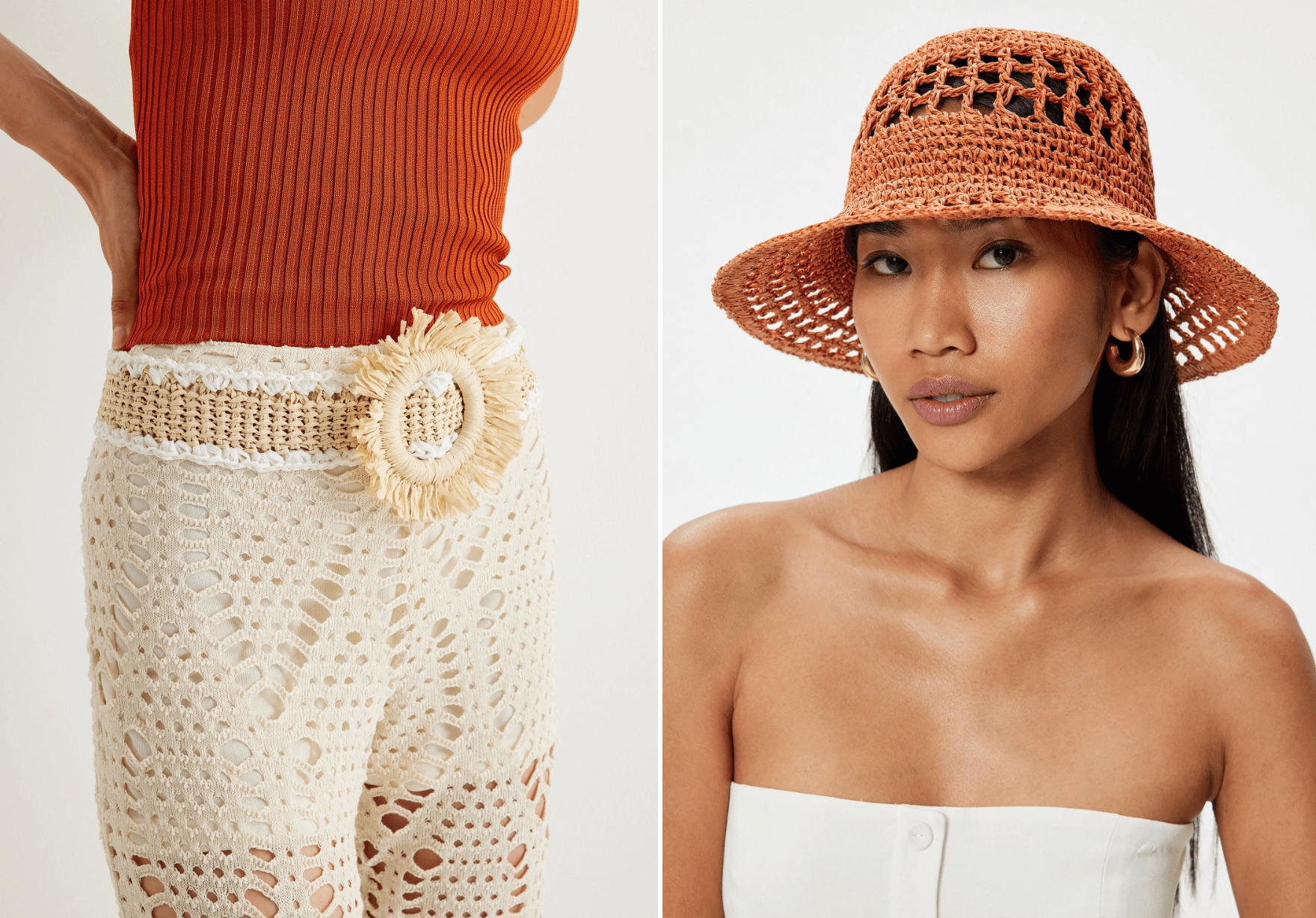 Doğanın zarafetiyle örülmüş hasır parçalar, her görünüme kolaylıkla uyum sağlıyor.