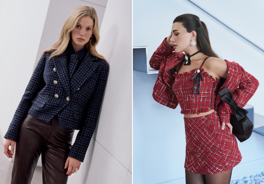 Zamansız bir klasik olan kısa siyah tüvit ceket sonsuz stil olasılıklarını bir araya getiriyor. İster yüksek bel pantolonlarla modern bir görünüm yaratın, ister şık bir etekle tamamlayarak feminen bir zarafeti vurgulayın.