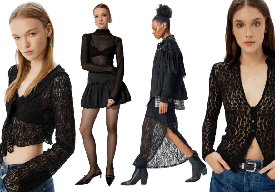 Sıcak ve cesur transparan stillerle kışın hem şıklığınızı konuşturabilir hem de soğuk havalara meydan okuyabilirsiniz. Transparan parçalar, göz alıcı kombinlere imza atarak kış gardırobunuzun yıldızı olabilir.