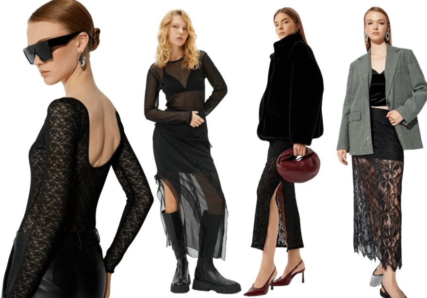 Son dönemin yükselen trendlerinden biri de transparan bluzları süveterlerle kombinlemek. Oversize süveterler, transparan detayların zarafetini dengeleyerek şık ve kontrast stiller yaratıyor.