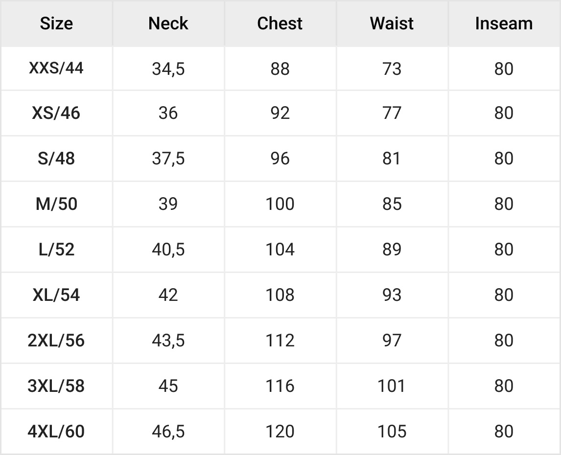 Men Tops Tablosu