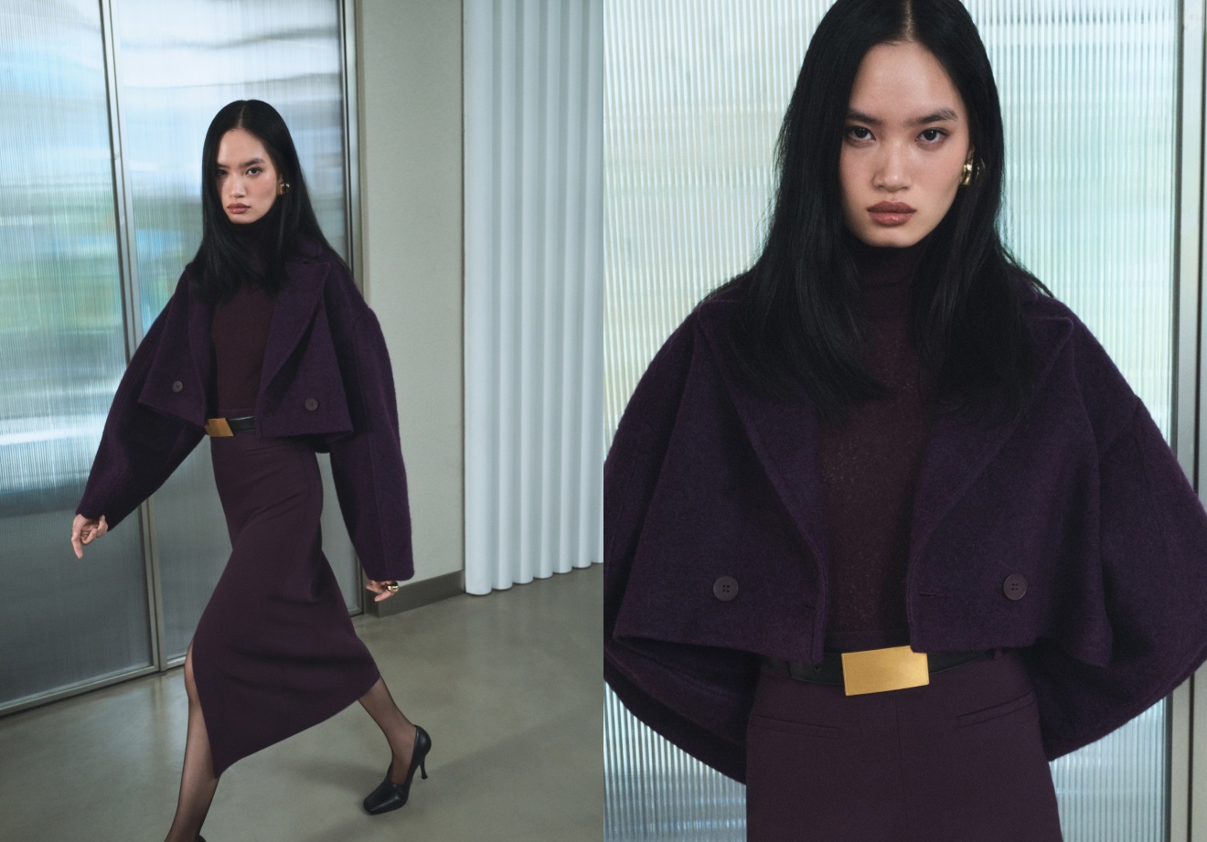 Tüy gibi hafif fırça darbelerini anımsatan zarif dokular, gri ve camel tonlarının dengeli uyumuyla birleşiyor. Minimal kesimler, yumuşak formlar ve feminen detaylar, kadınların güçlü ama zarif yanını öne çıkarıyor.