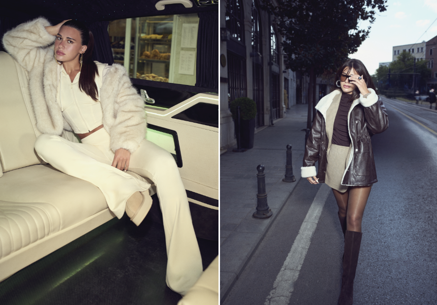 Fit formlar, peplum kesim trikolar, dantelli bluzlar ve deri parçalar, modern kadının özgüvenini vurgulayan zarif bir ifade yaratıyor.