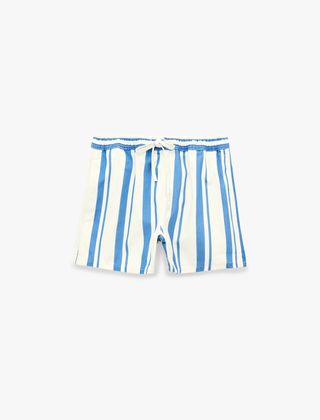 Koton Cepli Rahat Kalıp Beli Bağcıklı Çizgili Mini Denim Şort