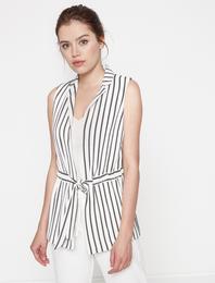 Kuşaklı Ceket Yaka Yelek