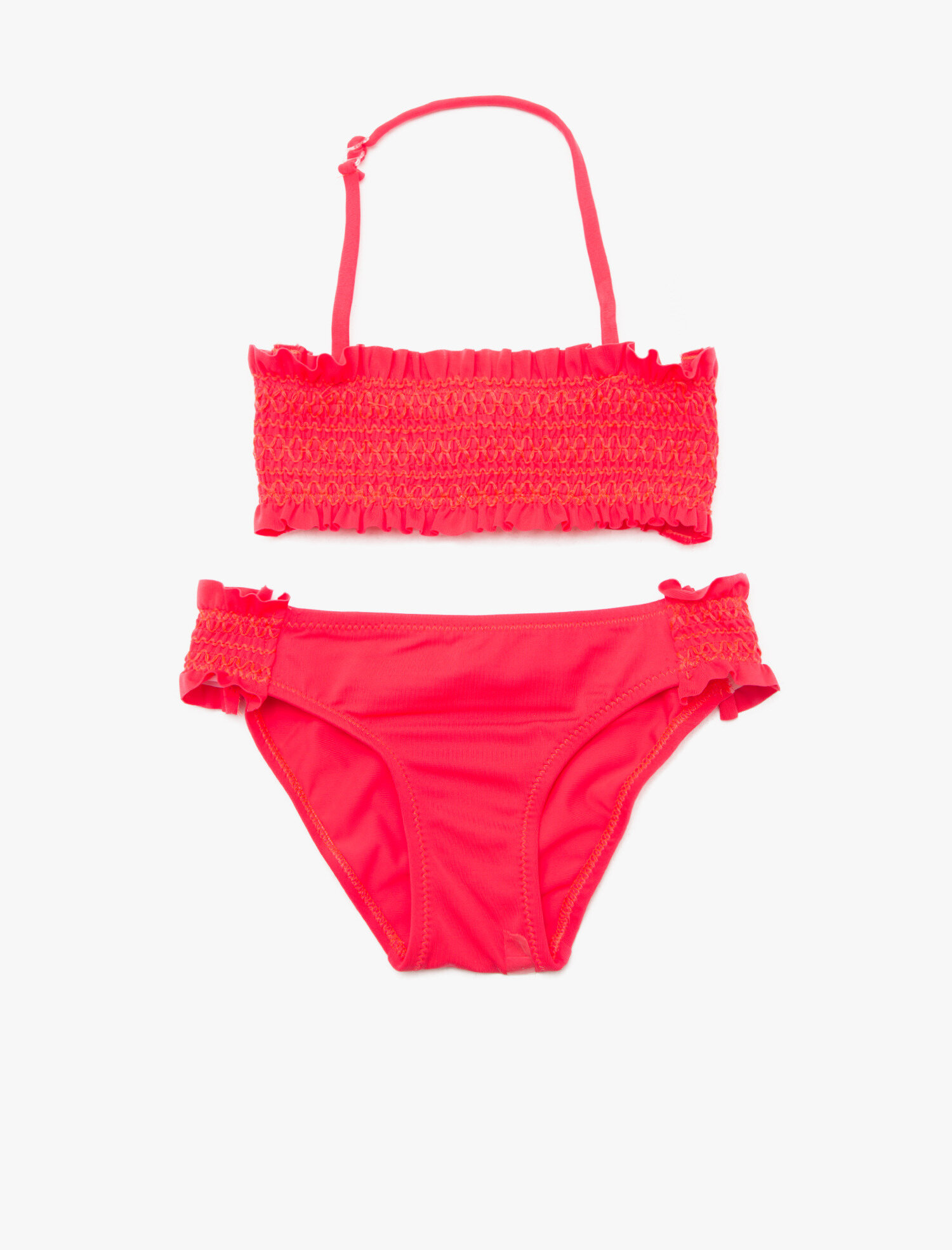  Kız Çocuk Bikini Takım FırFır Detaylı Boyundan İnce Askılı