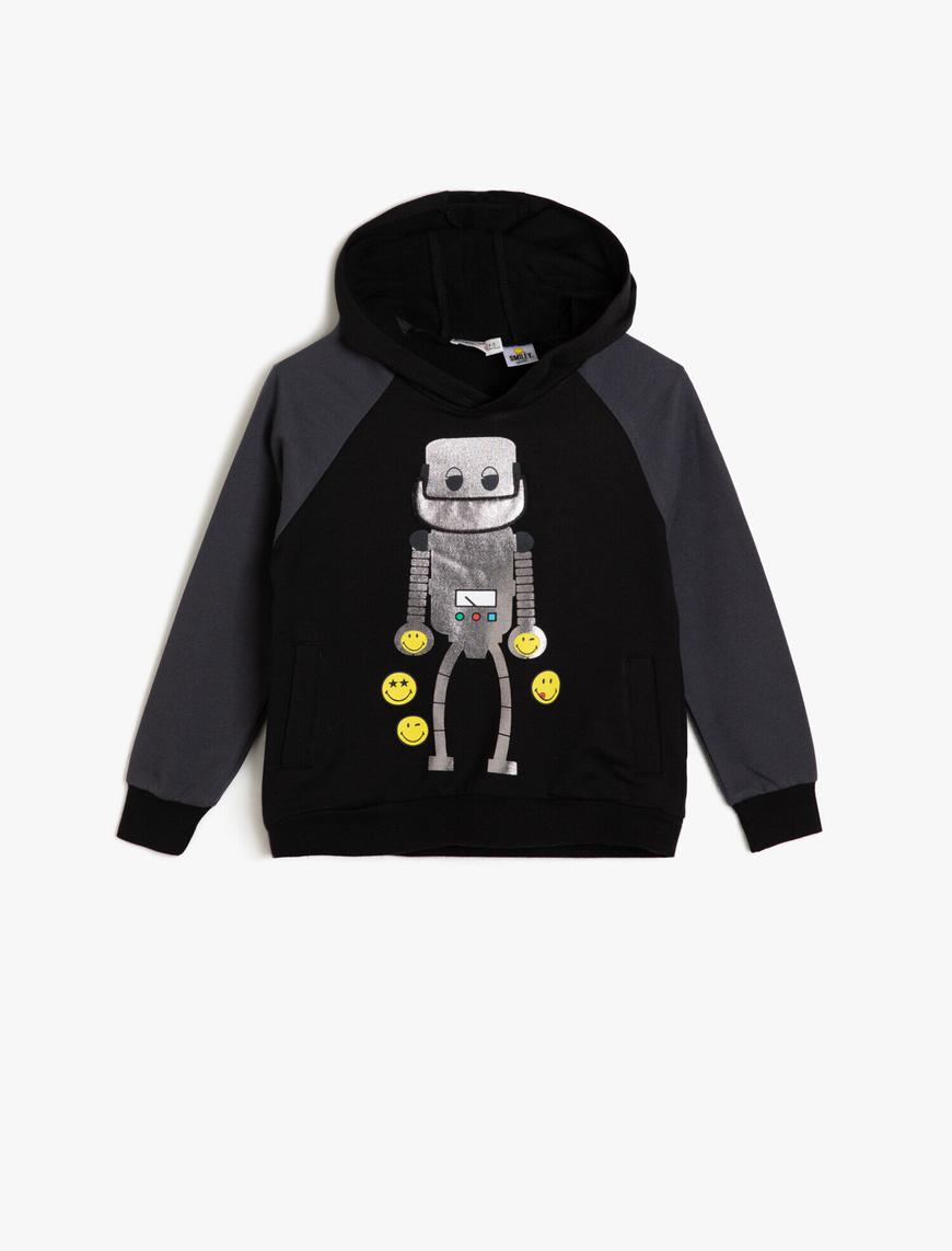  Erkek Çocuk Emoji Baskılı Sweatshirt