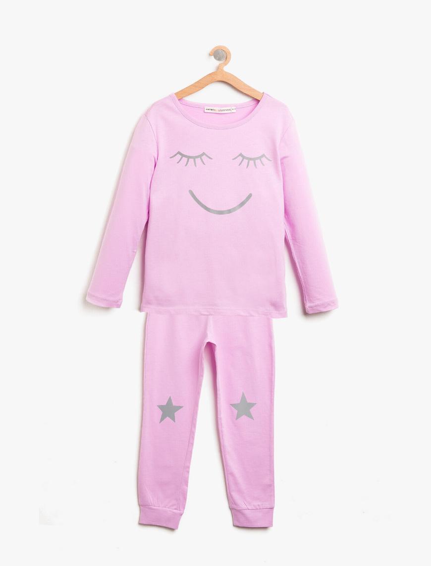  Kız Çocuk Baskılı Pijama Seti