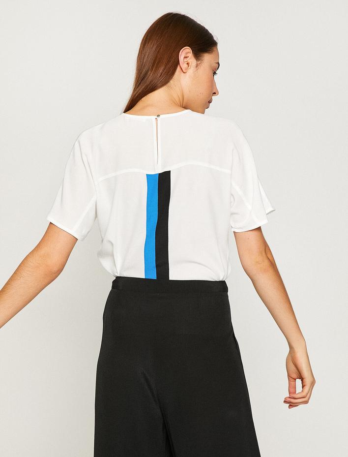  Renk Bloklu Bluz