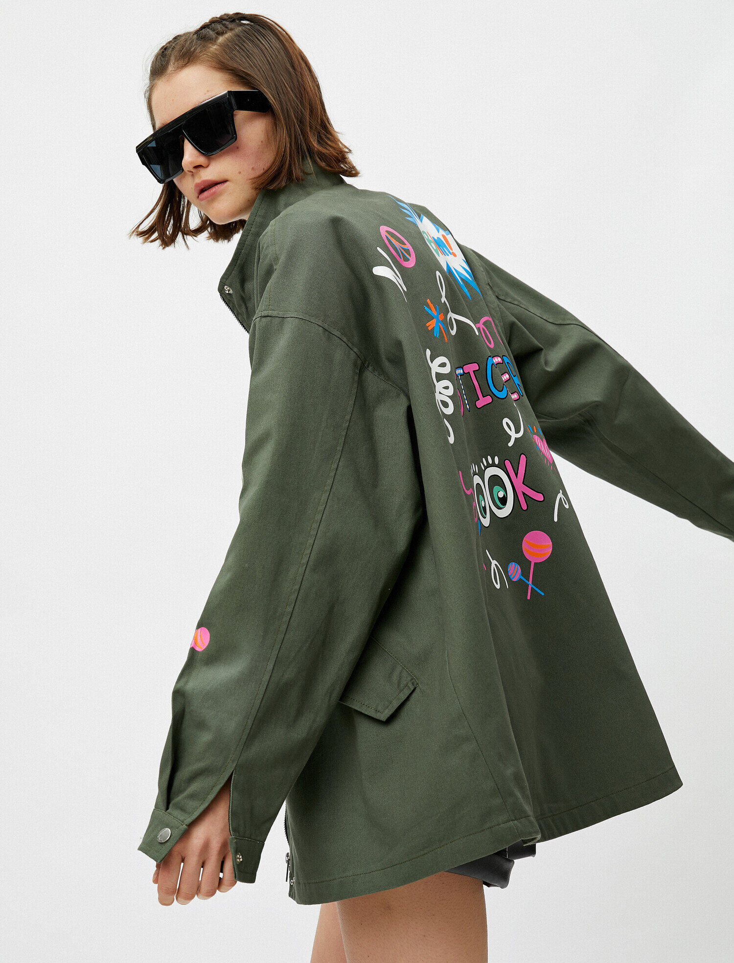   Baskılı Oversize Parka