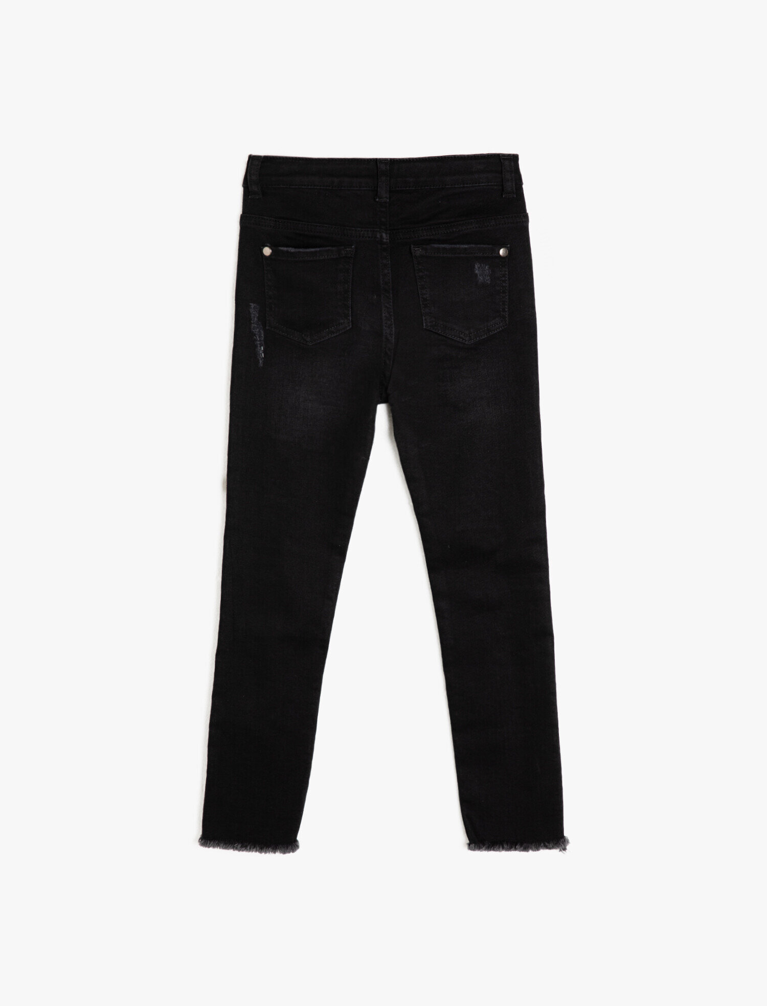  Kız Çocuk Kot Pantolon Cepli Parlak Taş İşlemeli - Slim Jean
