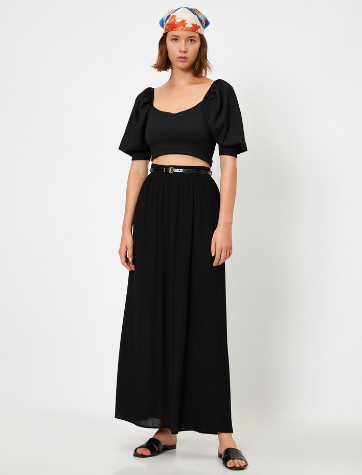  Yüksek Bel Kemerli Uzun Etek
