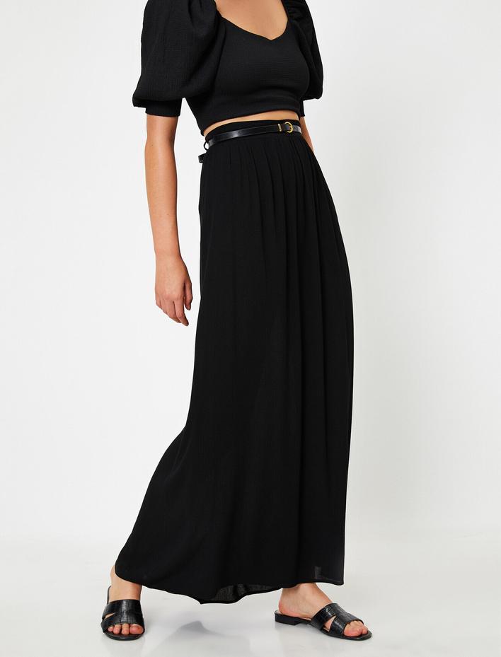  Yüksek Bel Kemerli Uzun Etek