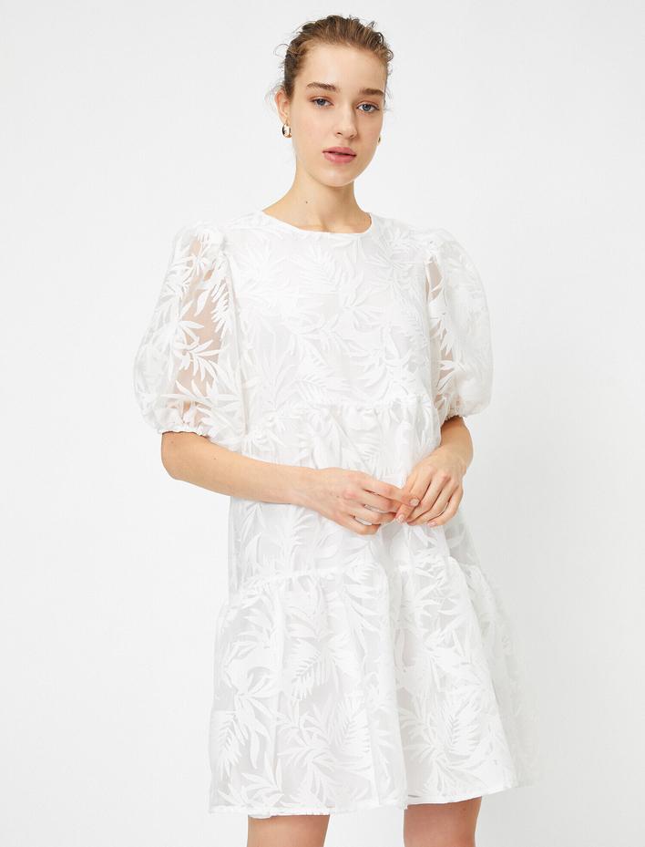  Balon Kollu Midi Elbise