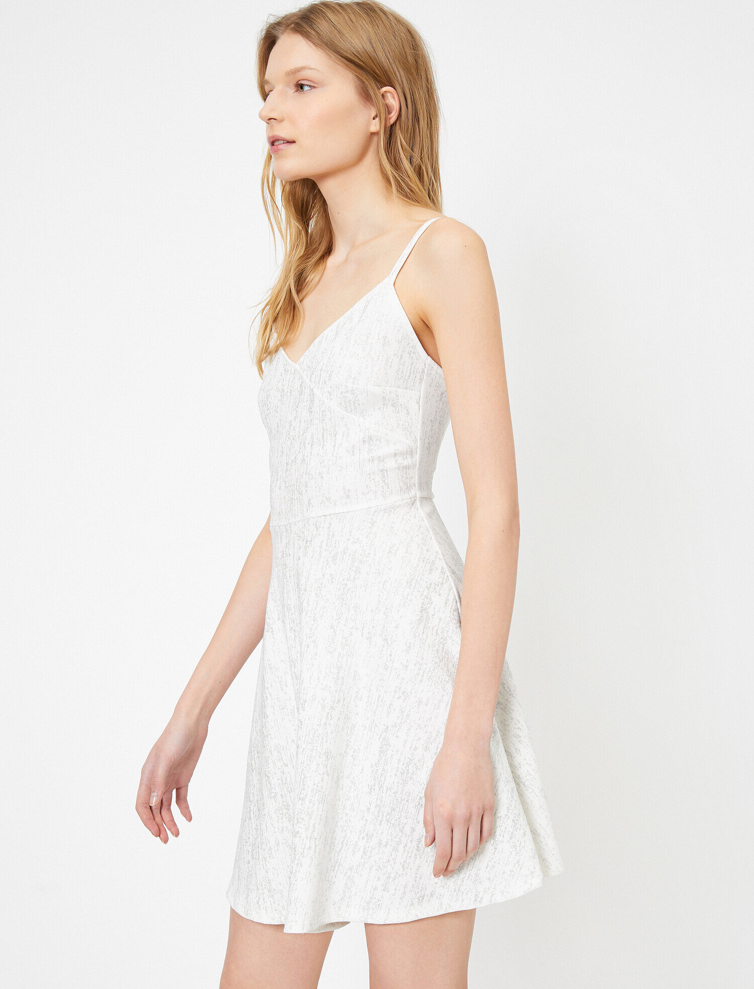   Simli Abiye Elbise Volanlı Kamisol Mini