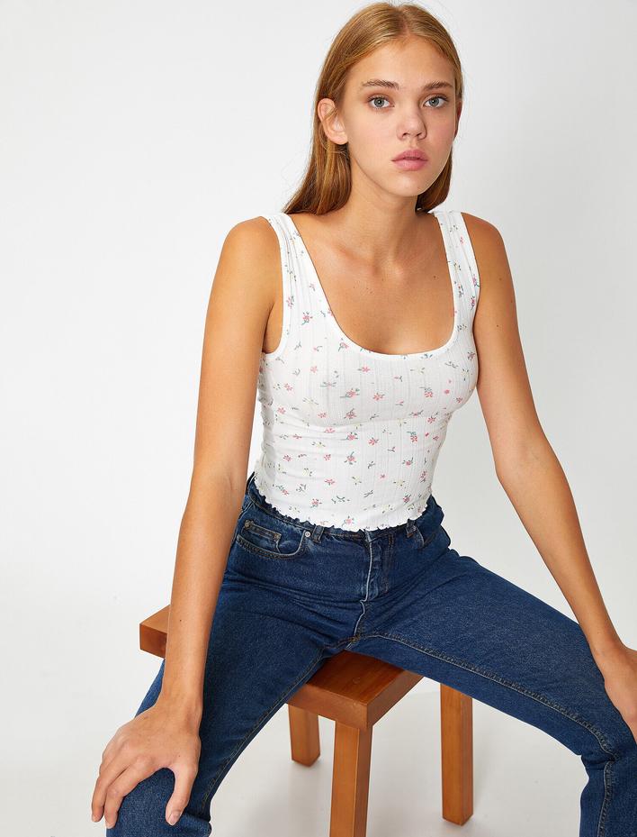  Askılı Çiçekli Crop Atlet