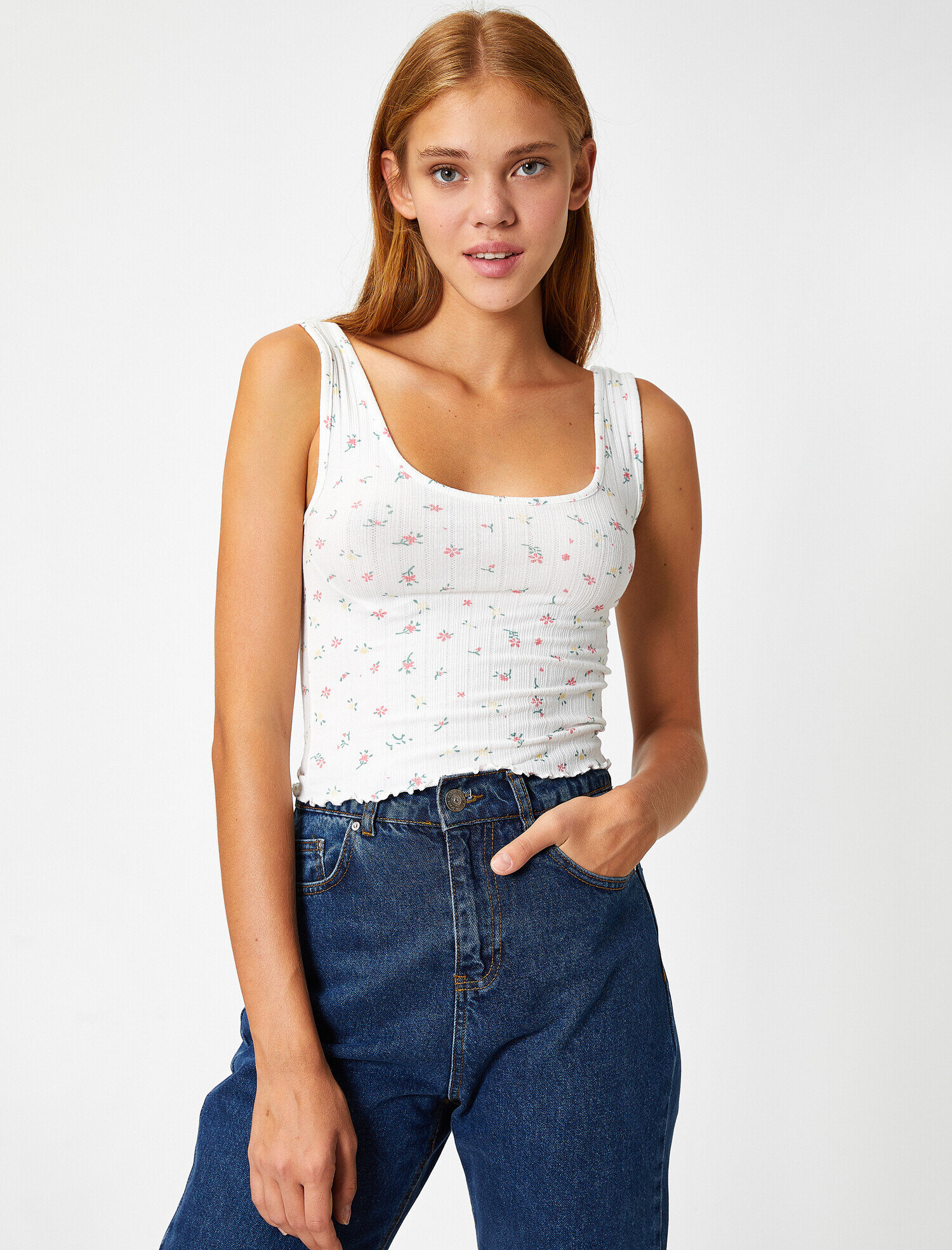   Askılı Çiçekli Crop Atlet