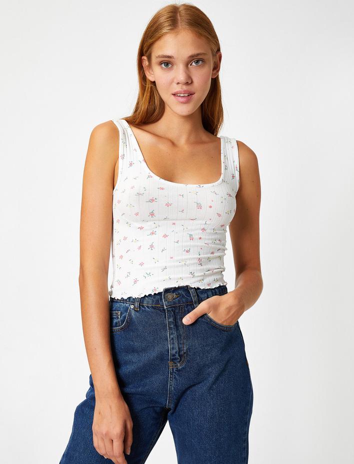  Askılı Çiçekli Crop Atlet