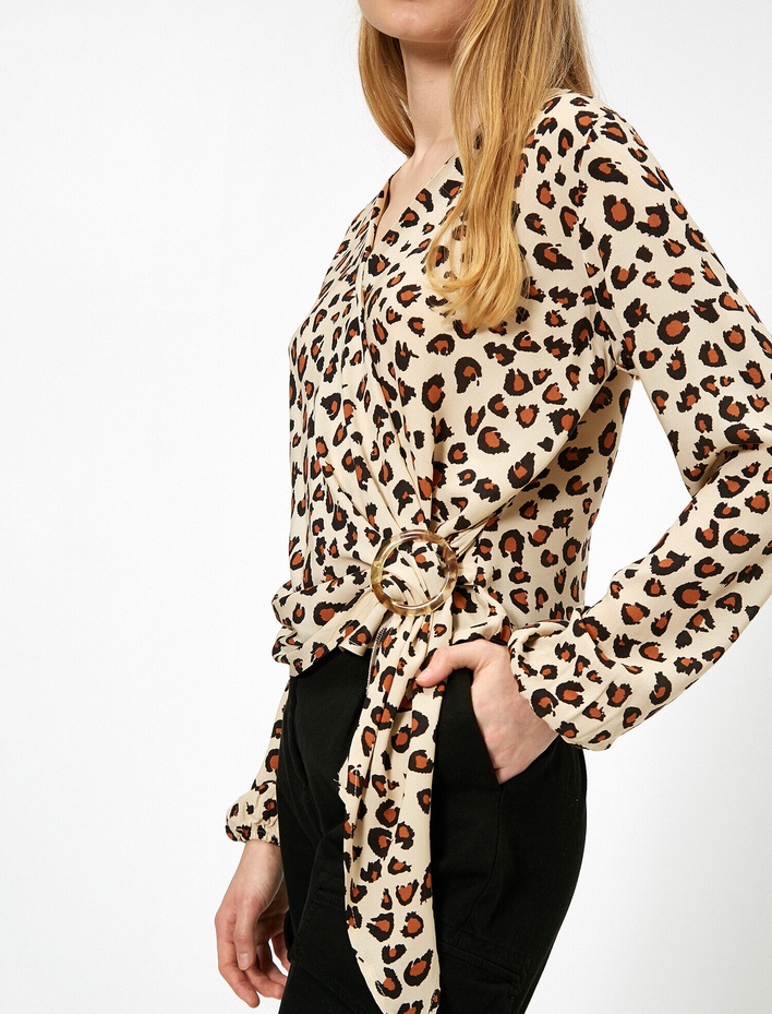  Leopar Desenli Bluz