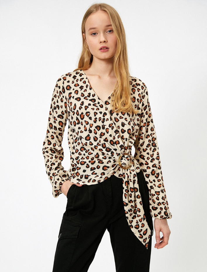  Leopar Desenli Bluz