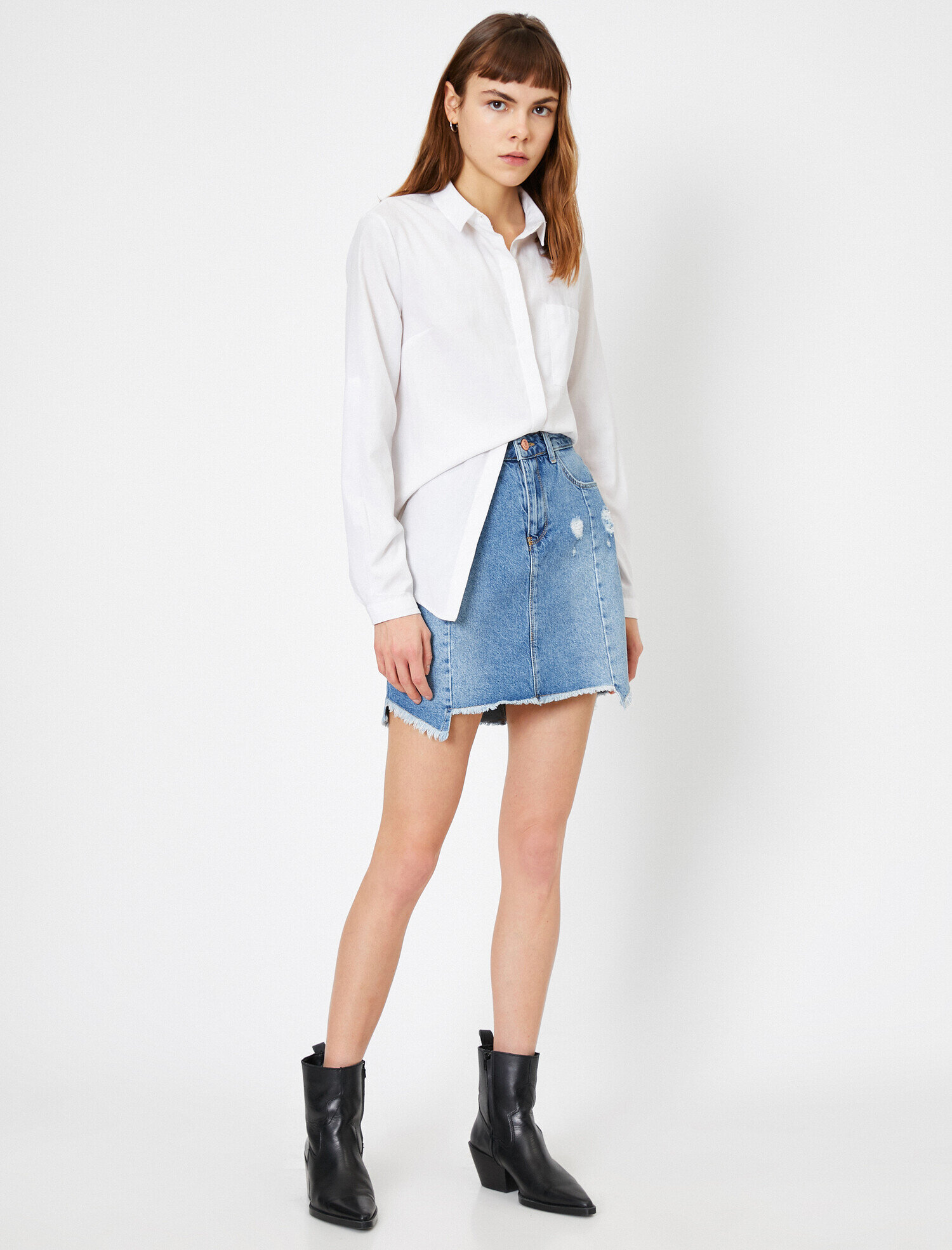   Cep Detaylı Jean Etek