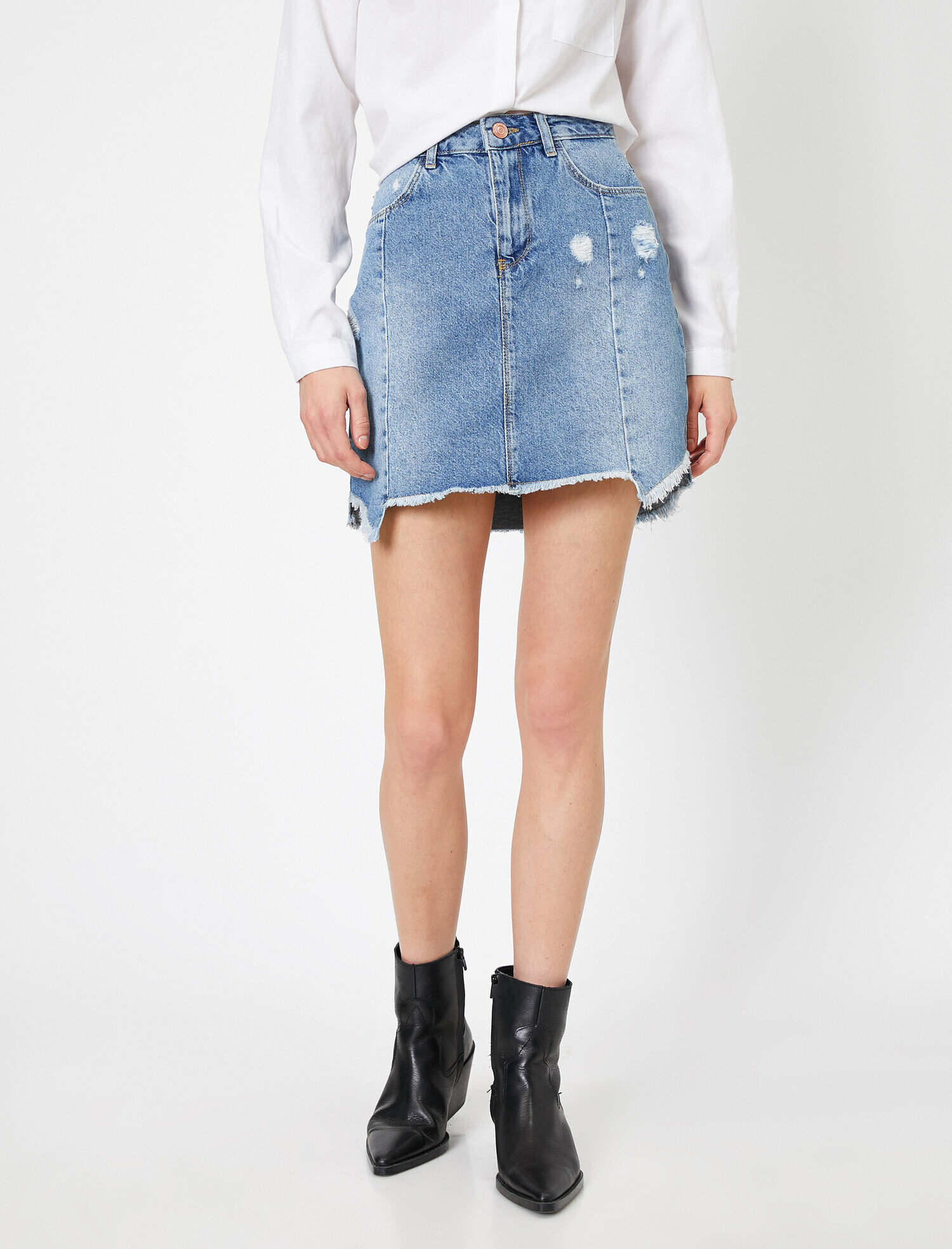   Cep Detaylı Jean Etek