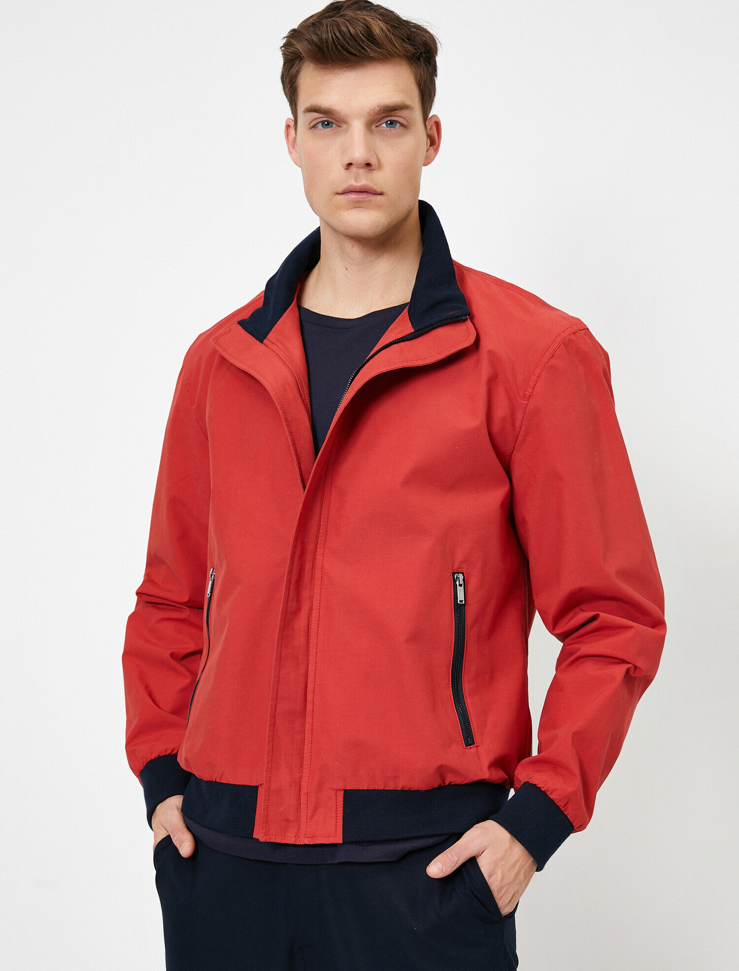 Kontrast Ribana Detaylı Fermuarlı Mont