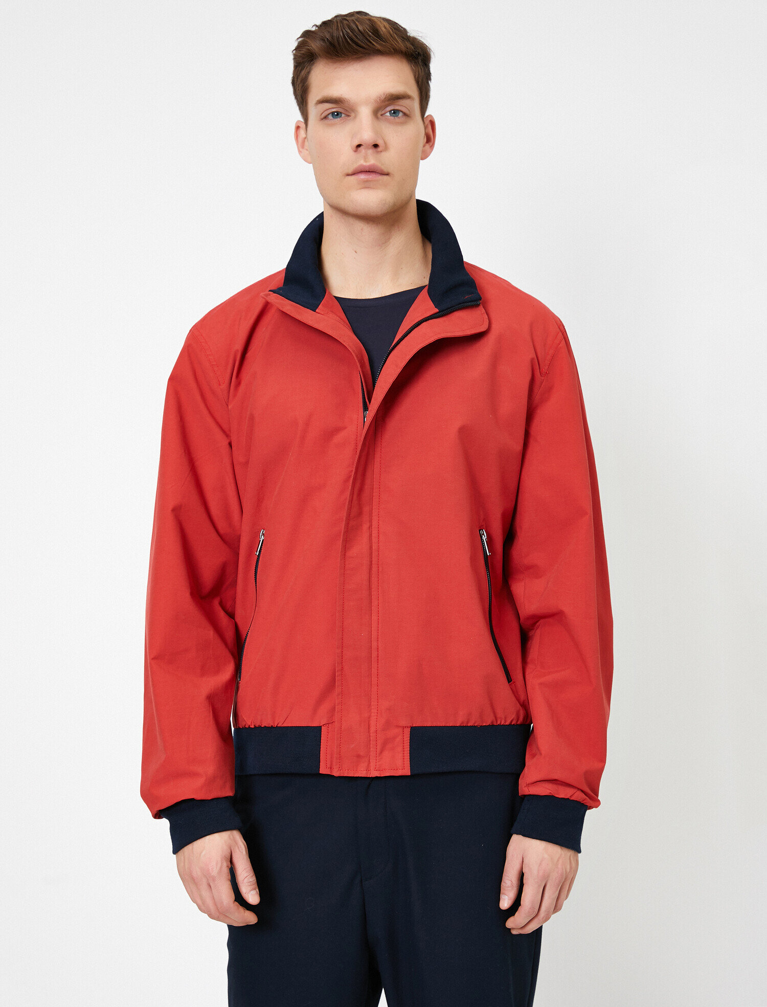 Kontrast Ribana Detaylı Fermuarlı Mont