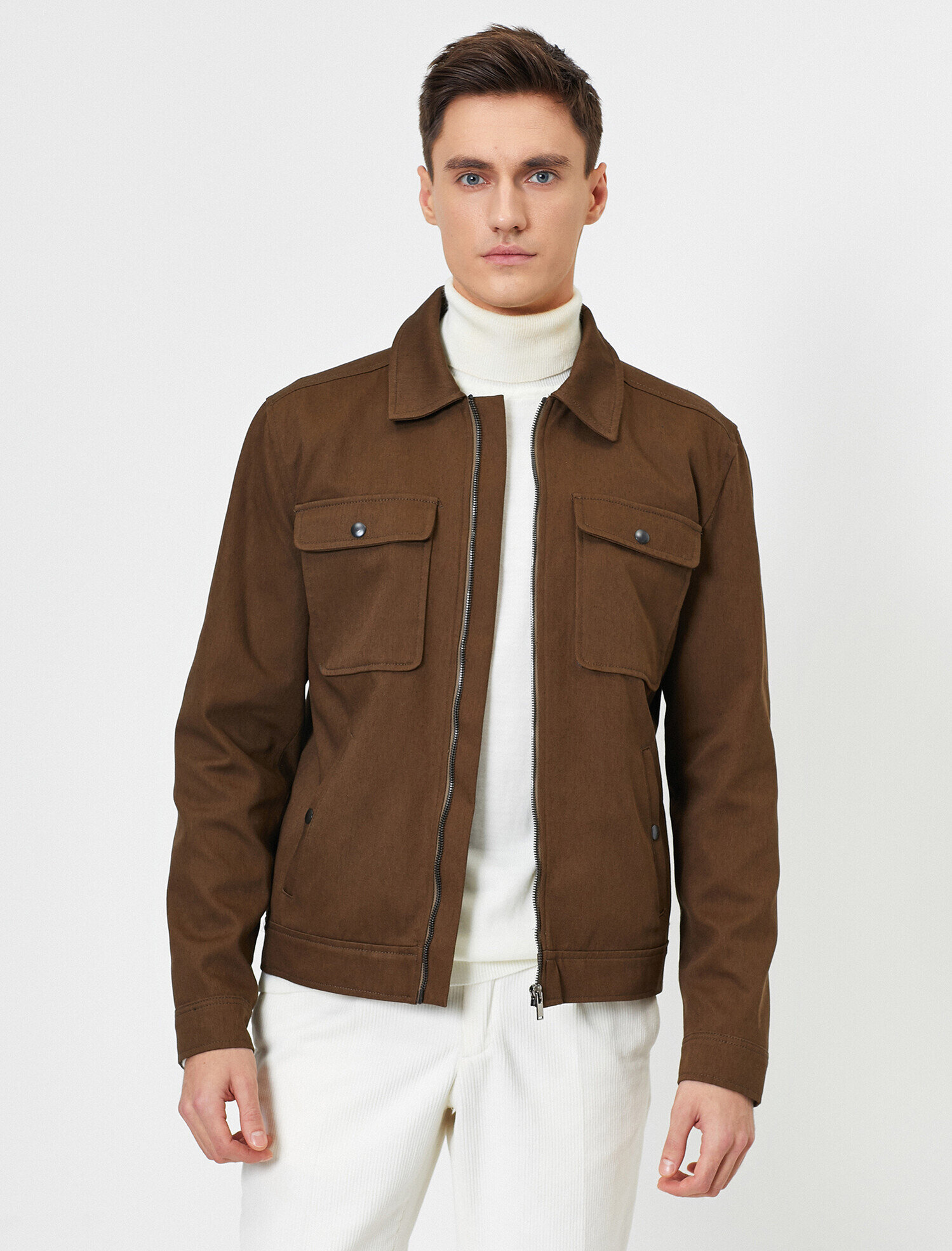   Cep Detaylı Fermuarlı Mont