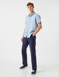 Keten Karışımlı Slim Fit Dokuma Pantolon