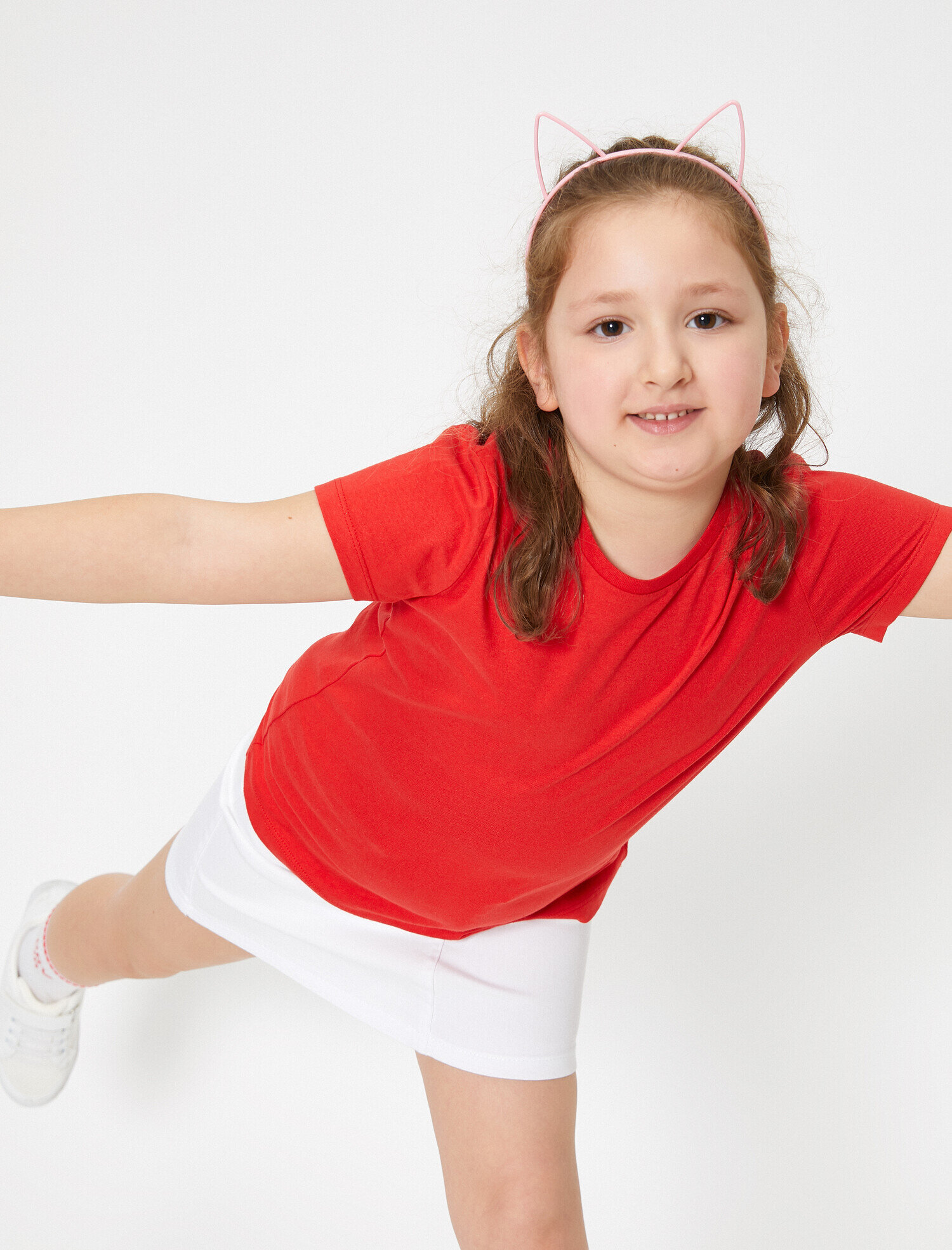  Kız Çocuk Yumuşak Pamuklu Bisiklet Yaka Kısa Kollu Tişört