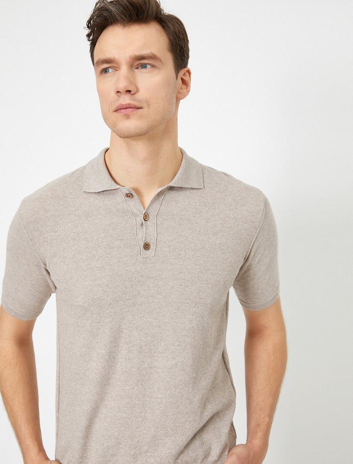  Polo Yaka Dokulu Kumaş Slim Fit Triko Kazak
