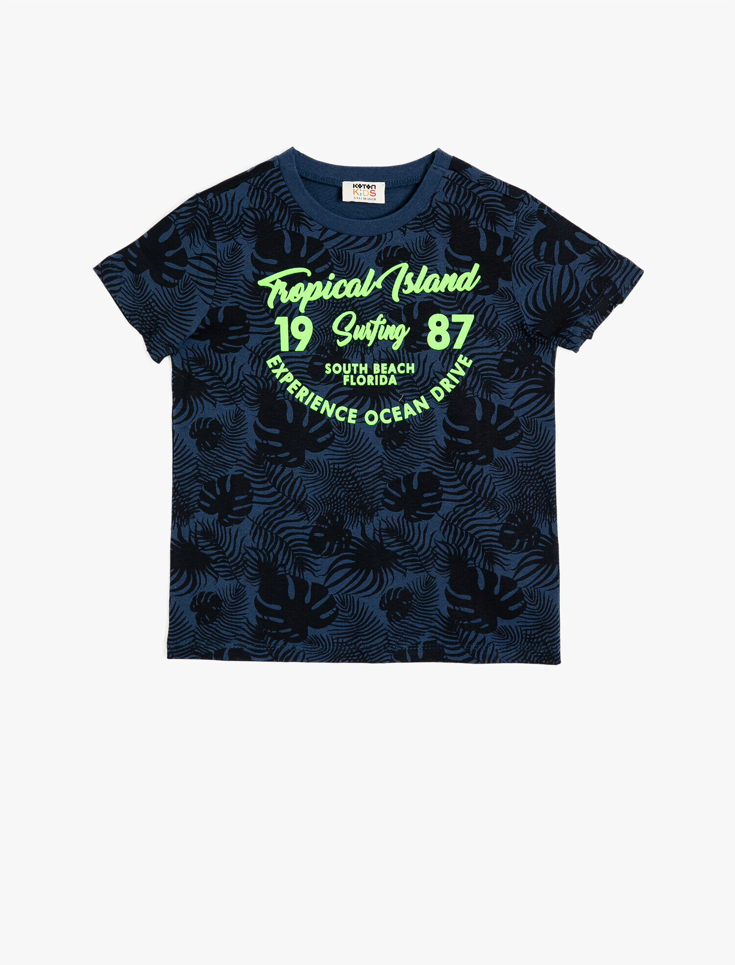  Erkek Çocuk Yazılı Baskılı Kısa Kollu Bisiklet Yaka Tişört