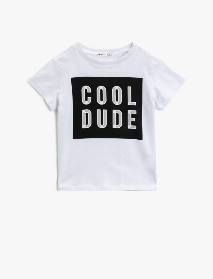 Erkek Çocuk Baskılı Pamuklu Kısa Kollu Bisiklet Yaka Tişört