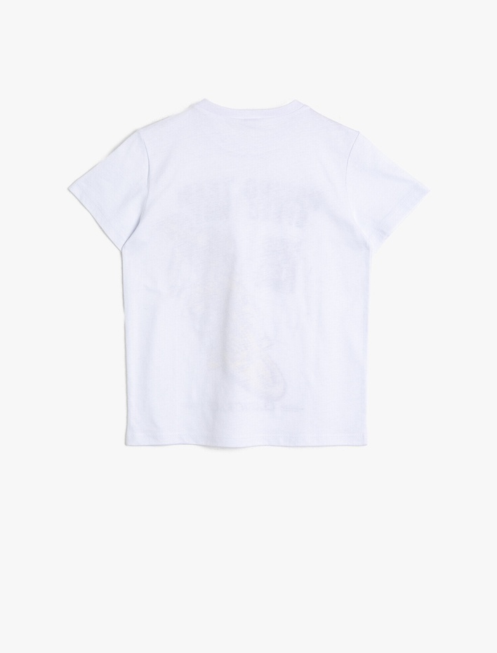 Erkek Çocuk Baskılı Pamuklu Kısa Kollu Bisiklet Yaka Tişört