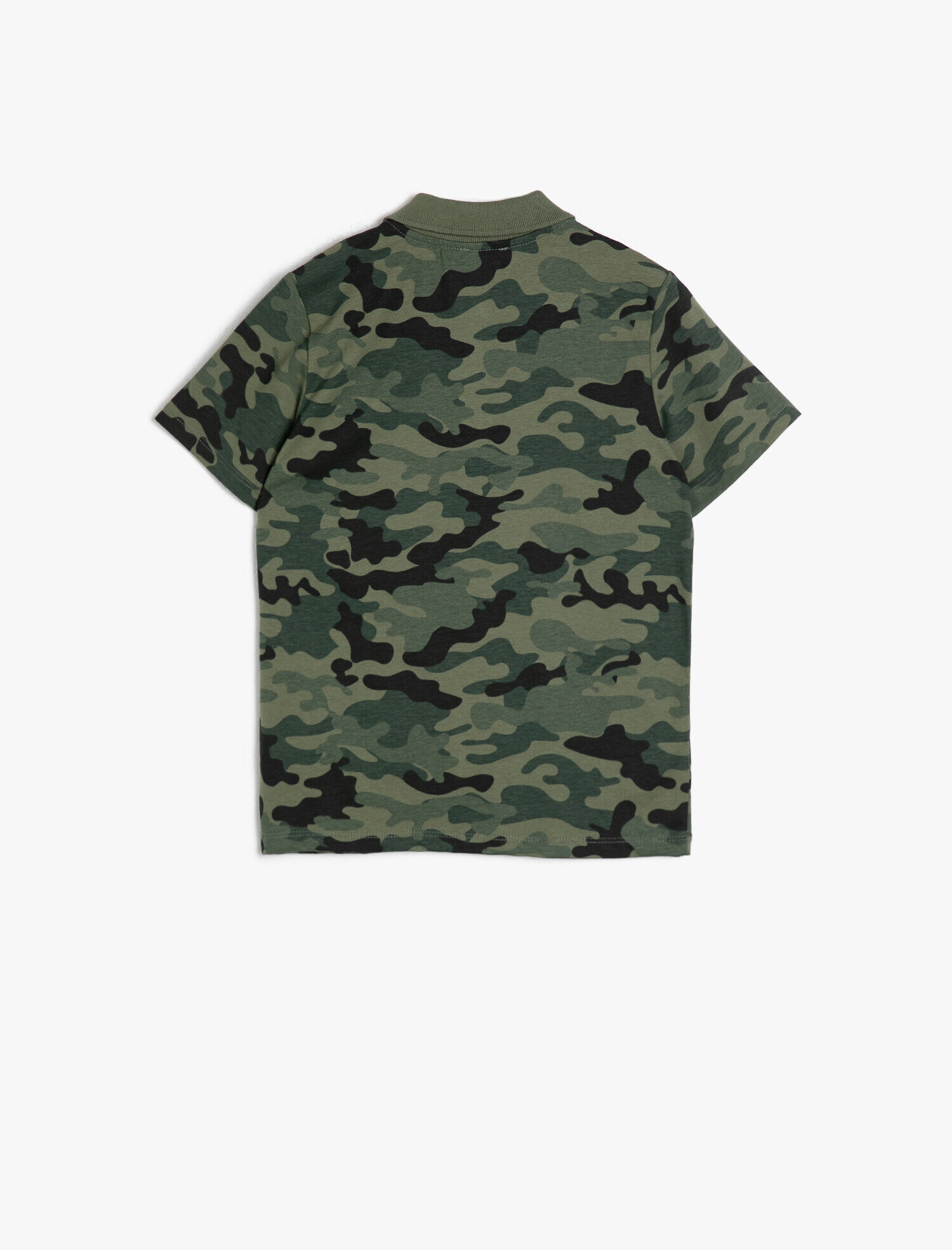  Erkek Çocuk Kamuflaj Desenli Pamuklu Düğmeli Polo Yaka Ribanalı Tişört