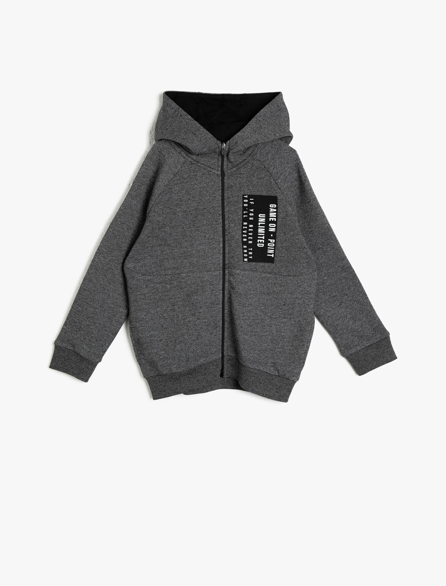  Erkek Çocuk Baskılı Ribanalı Önden Fermuarlı Kapüşonlu Sweatshirt