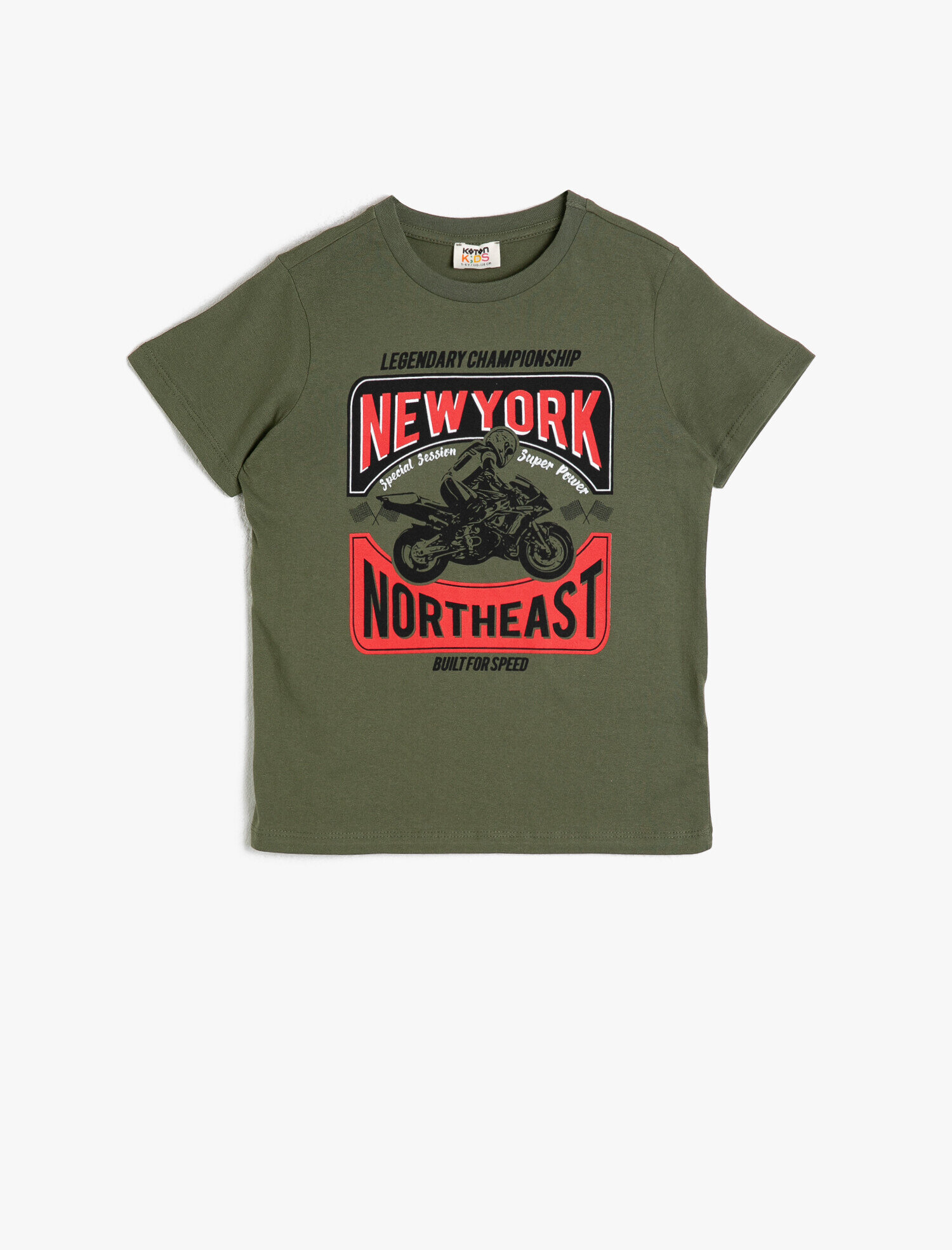  Erkek Çocuk Pamuklu Baskılı Kısa Kollu Bisiklet Yaka Tişört