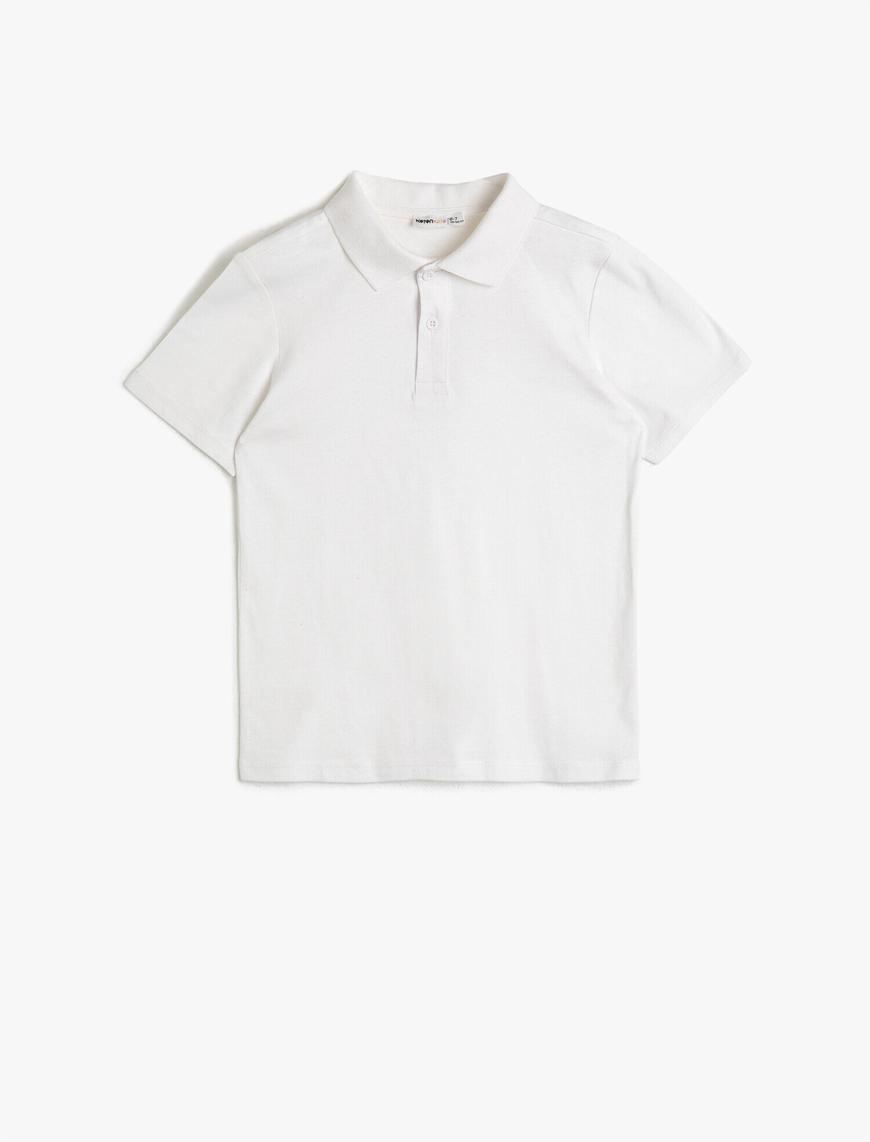  Erkek Çocuk Polo Yaka Pamuklu Düğmeli Kısa Kollu Tişört
