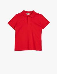 Polo Yaka Pamuklu Düğmeli Kısa Kollu Tişört