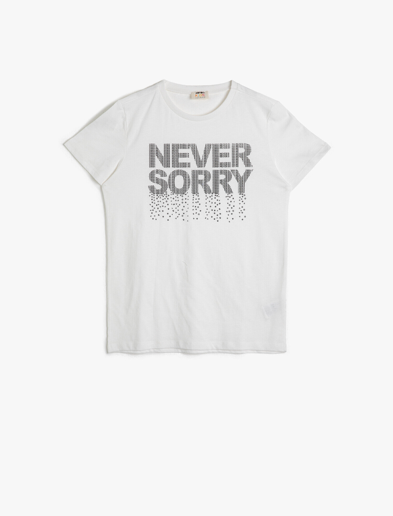  Erkek Çocuk Slogan Baskılı Pamuklu Kısa Kollu Bisiklet Yaka Tişört