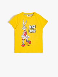 Buggs Bunny Lisanslı Baskılı Kısa Kollu Bisiklet Yaka Tişört
