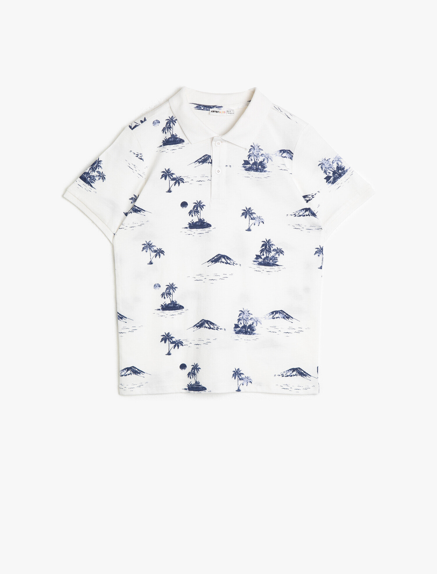  Erkek Çocuk Polo Yaka Baskılı Pamuklu Düğmeli Ribanalı Kısa Kollu Tişört