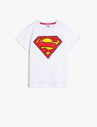 Superman Lisanslı Baskılı Kısa Kollu Bisiklet Yaka Tişört